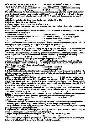 Đề khảo sát chất lượng Sinh học 12 - Năm học 2016-2017 - Trường THPT chuyên Lê Quý Đôn